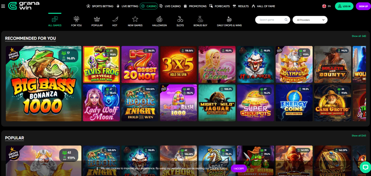 Grana Win recommended games grid