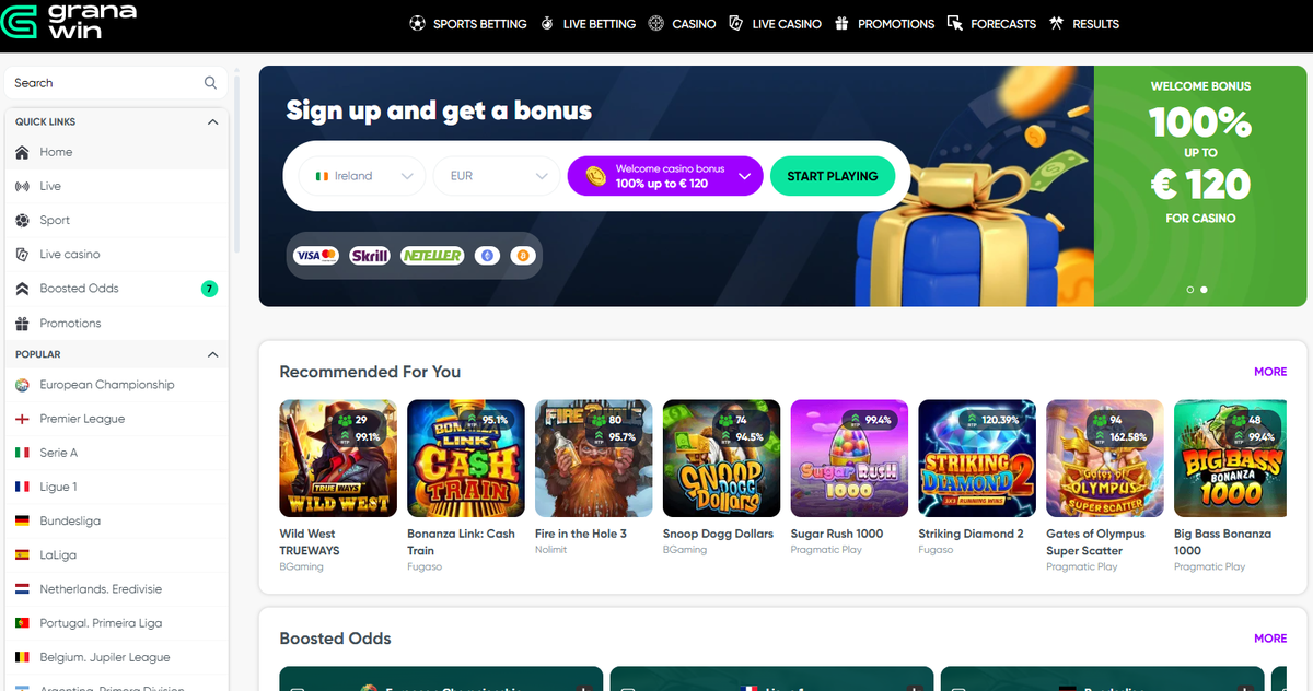 Grana Win sign-up panel for claiming the welcome bonus