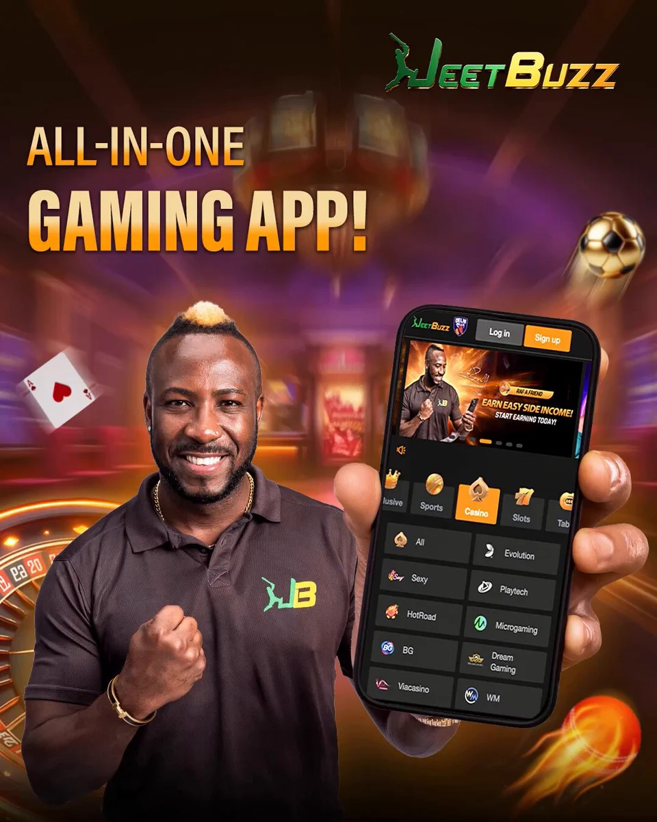JeetBuzz all-in-one mobile gaming app shown on a phone